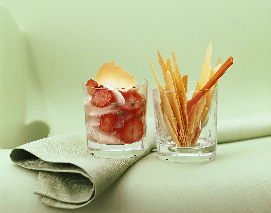 Strawberry and asparagus compote with crackers