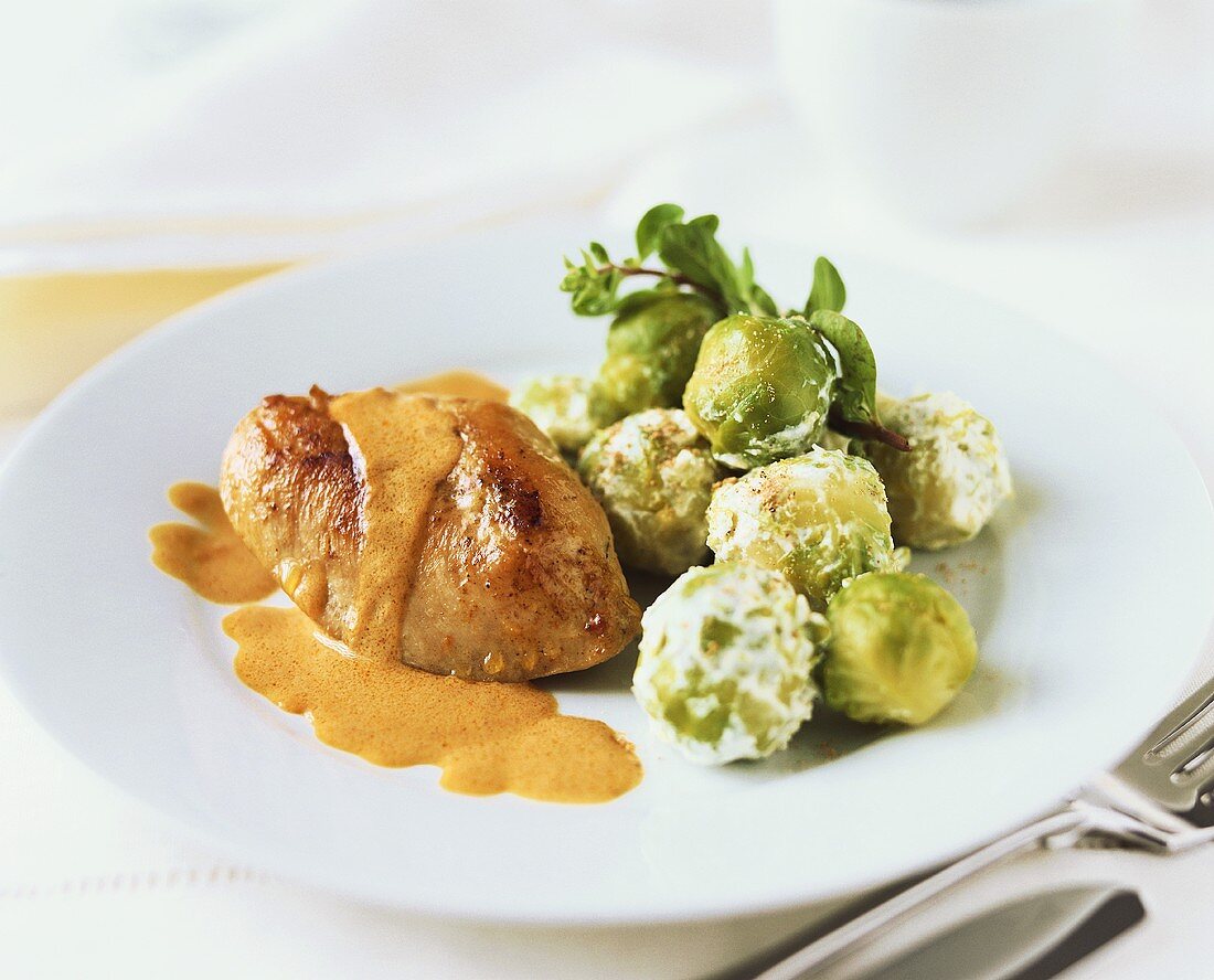 Turkey medallions with Brussels sprouts
