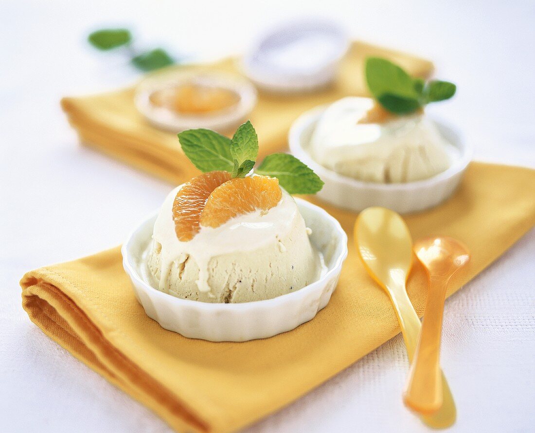 Vanilla parfait with orange segments