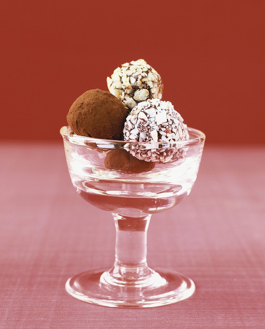 Chocolate truffles in dessert glass