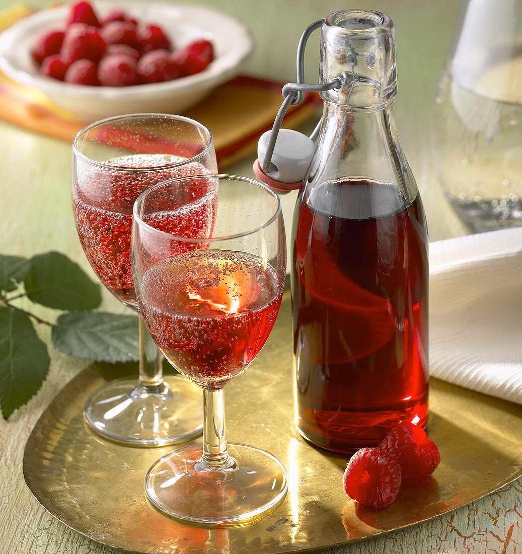 Mineral water with raspberry syrup