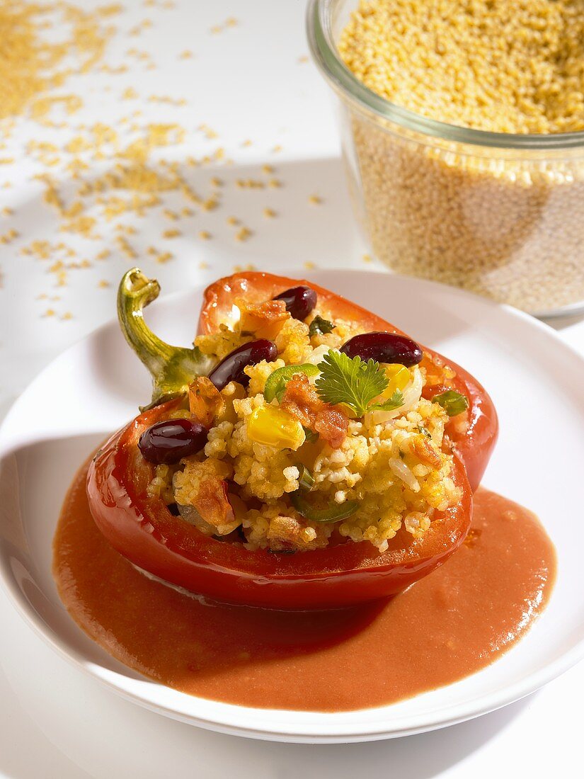 Peppers stuffed with millet