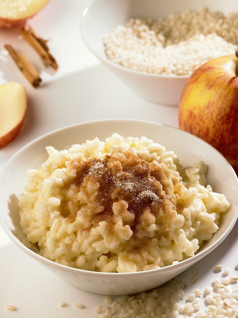 Rice pudding with apple and cinnamon sugar