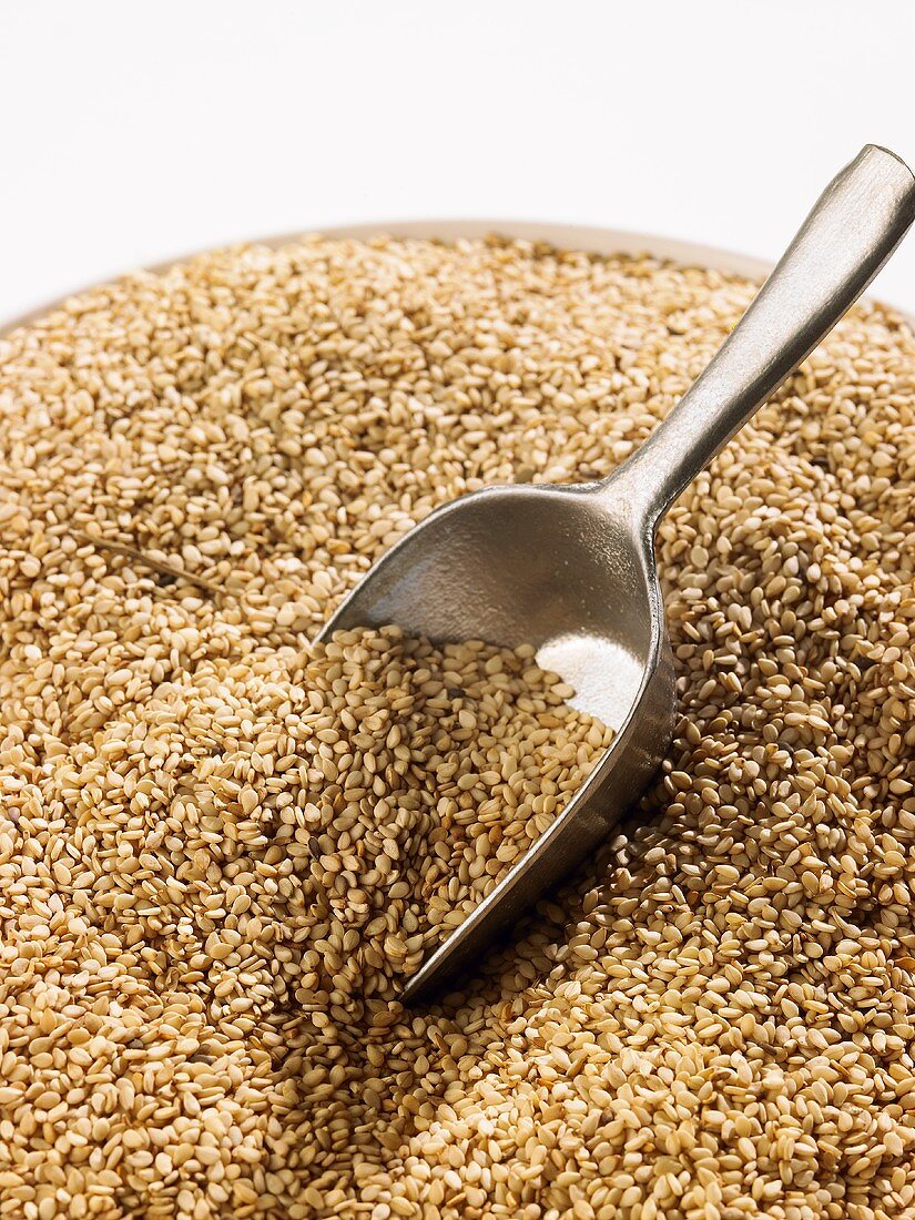 Sesame seeds with scoop