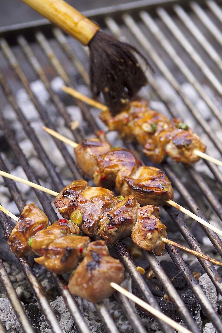 Pork kebabs on the barbecue