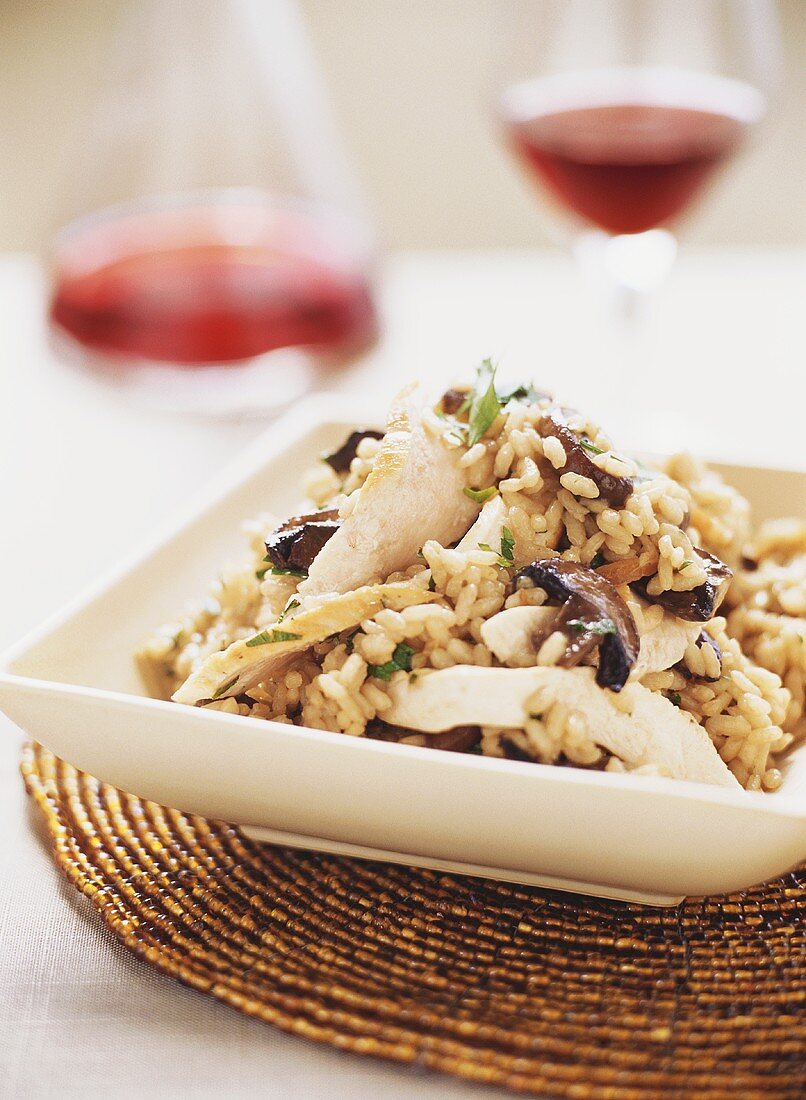 Risotto mit Hähnchen und Champignons