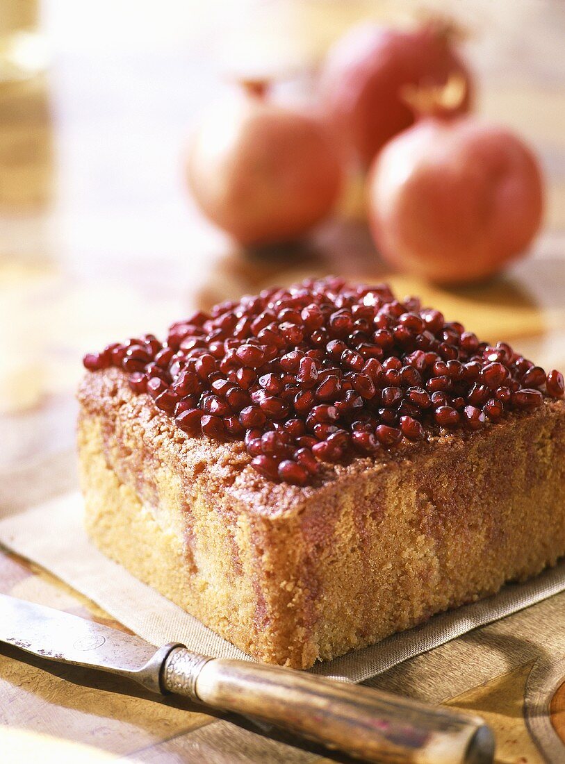Ginger cake with pomegranate seeds