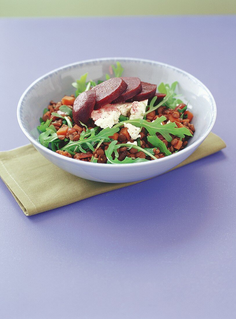 Linsensalat mit Rote Bete und Ziegenkäse