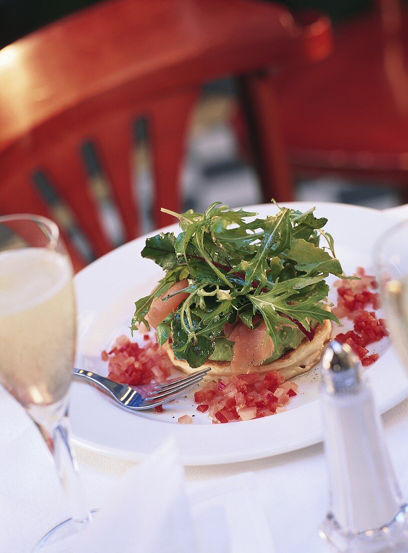 Pancake with smoked salmon