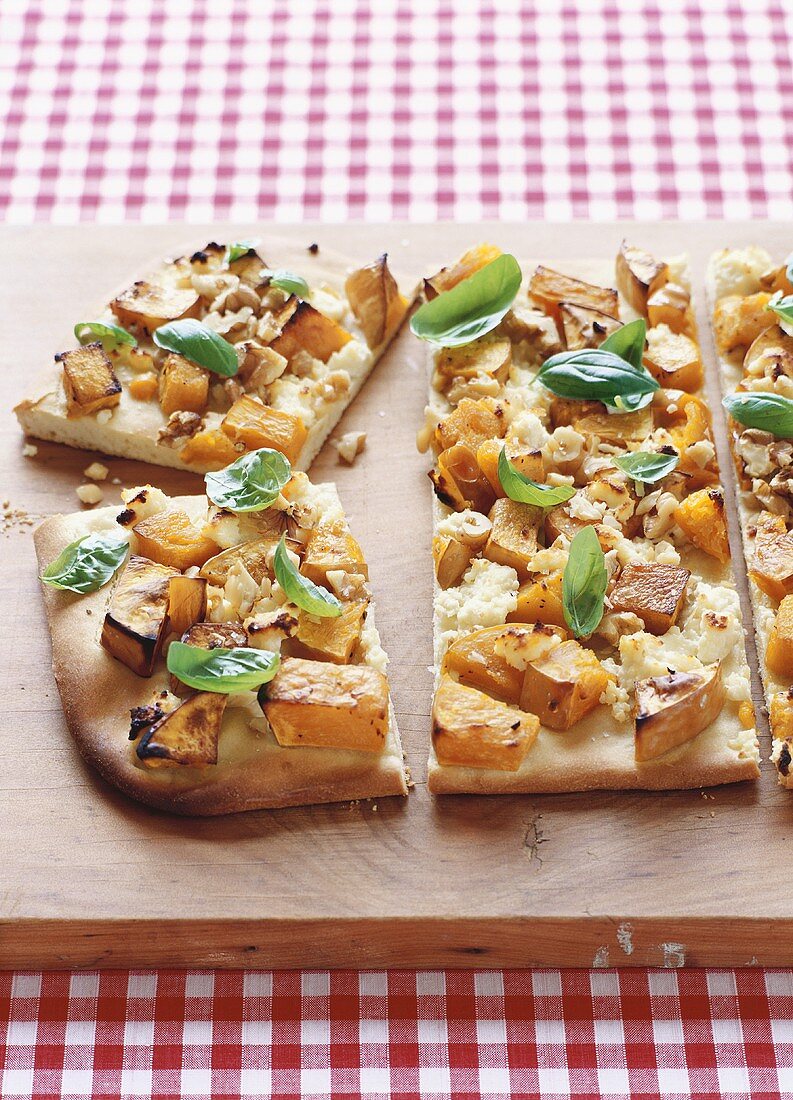 Pizza with pumpkin and feta cheese