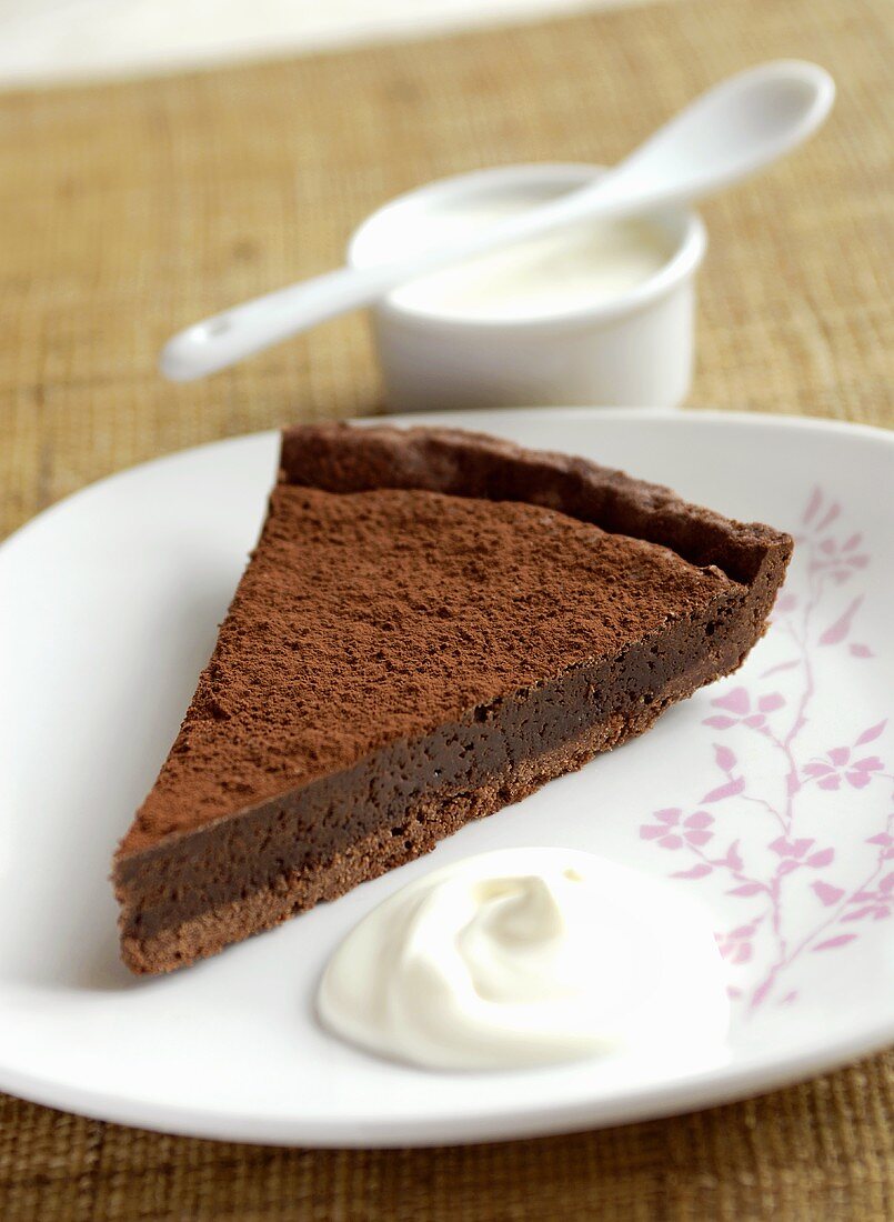 A piece of chocolate tart