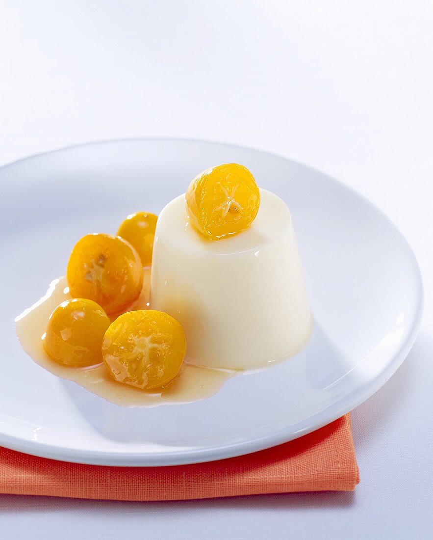 Panna cotta with poached kumquats