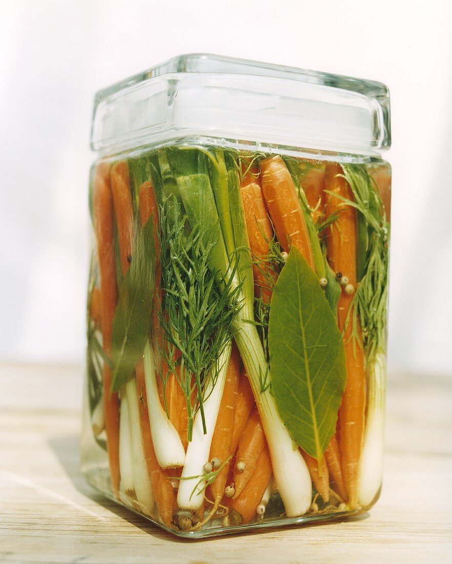 Pickled carrots and spring onions