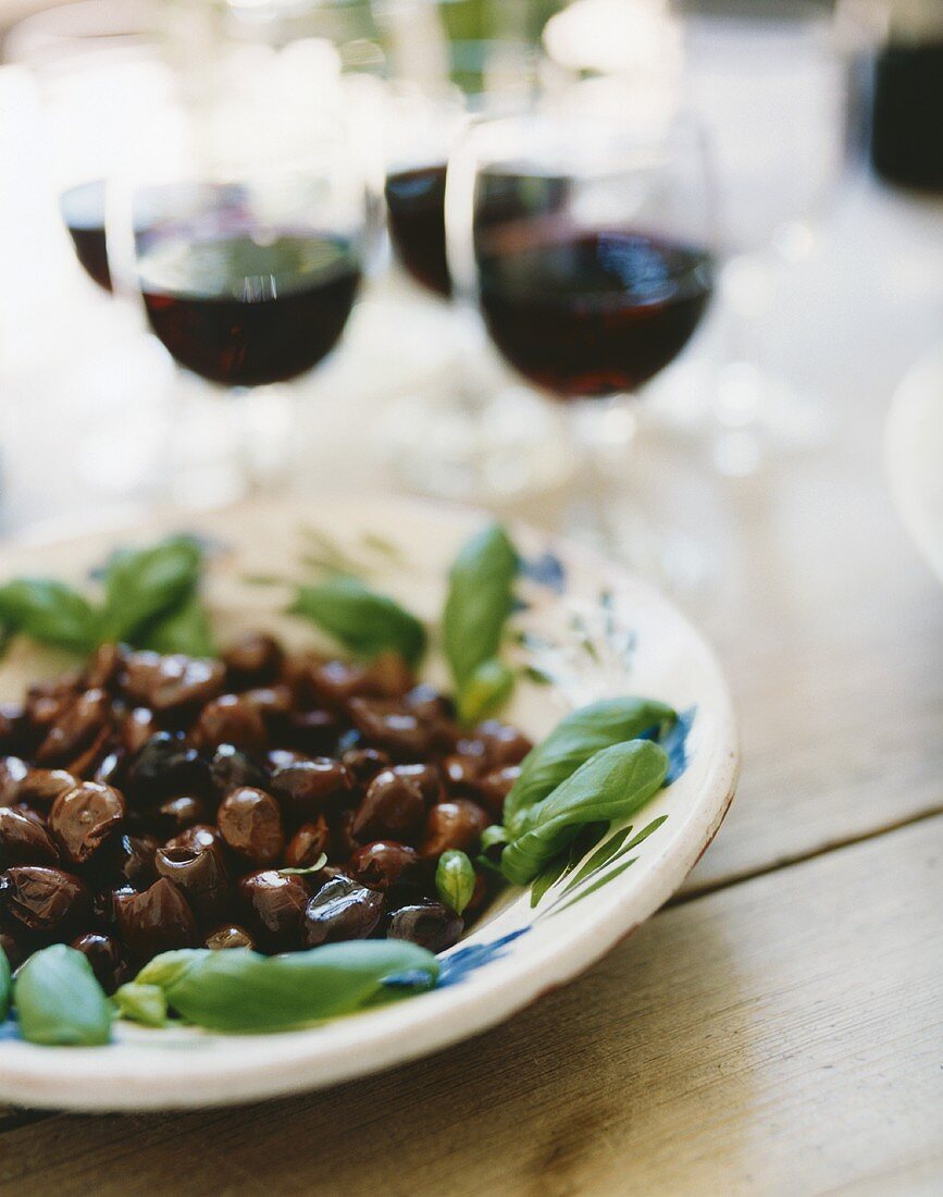 Black olives with basil