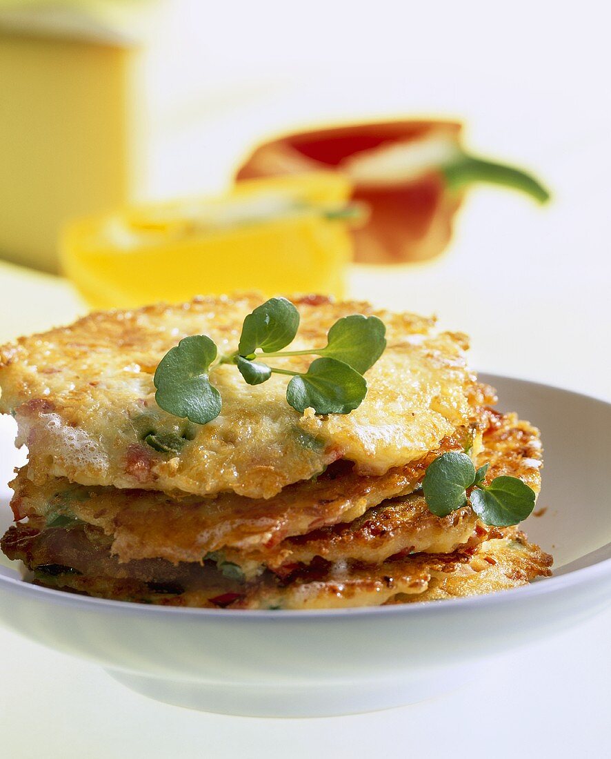 Potato rosti with cheese and peppers
