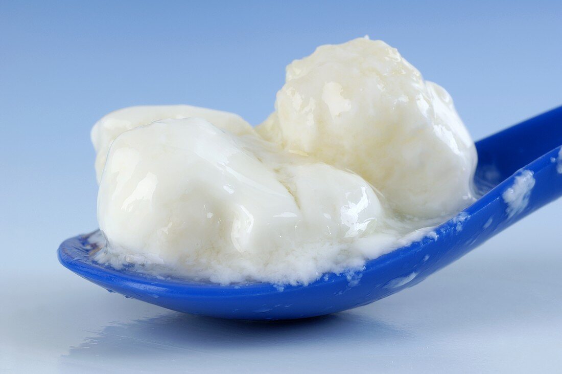 Kefir on a spoon