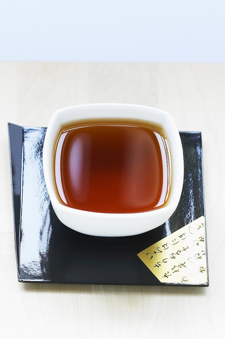 Black tea in Japanese tea bowl