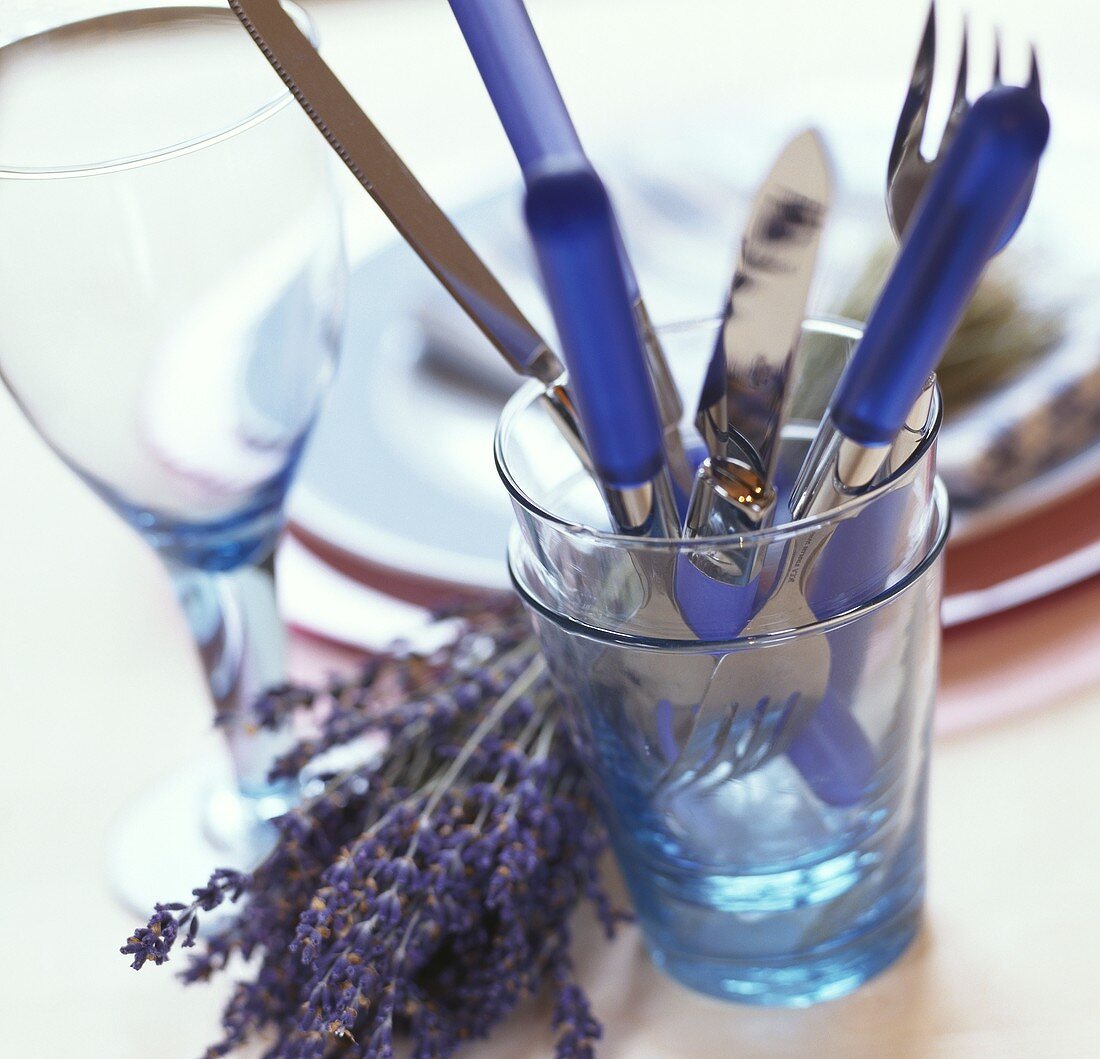 Plates, cutlery and glasses