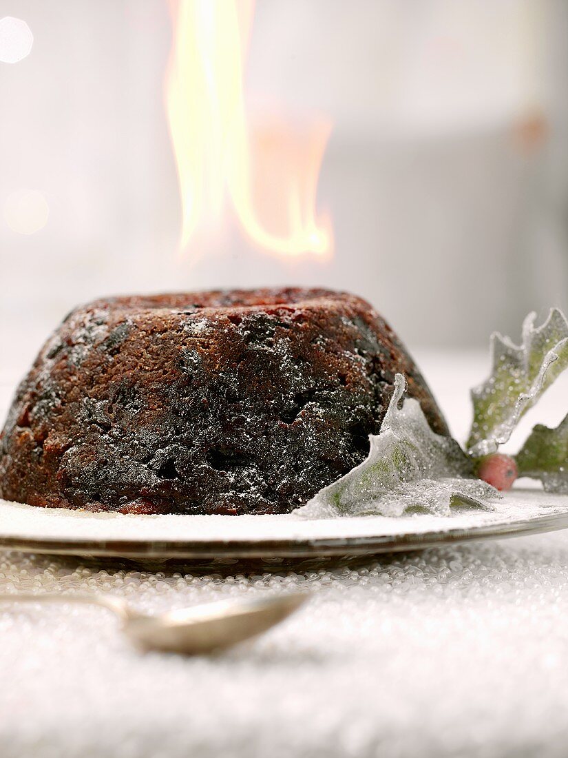 Flambierter Weihnachtspudding