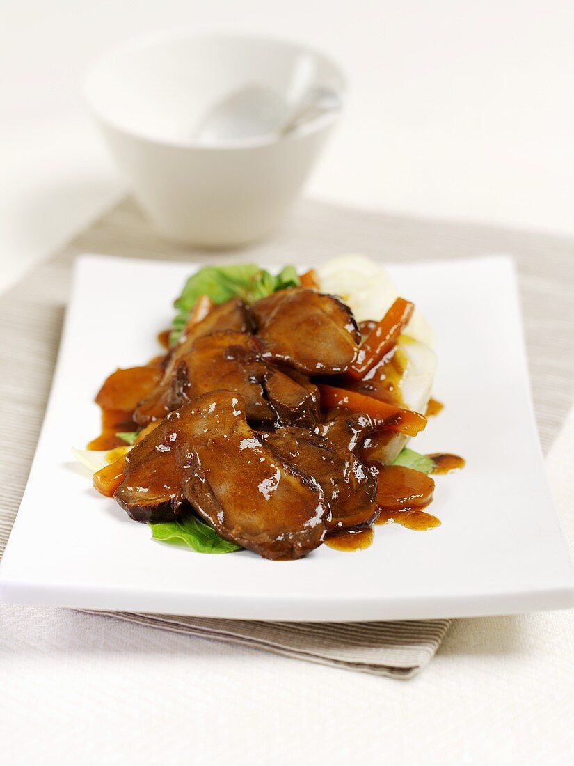 Duck breast in plum sauce