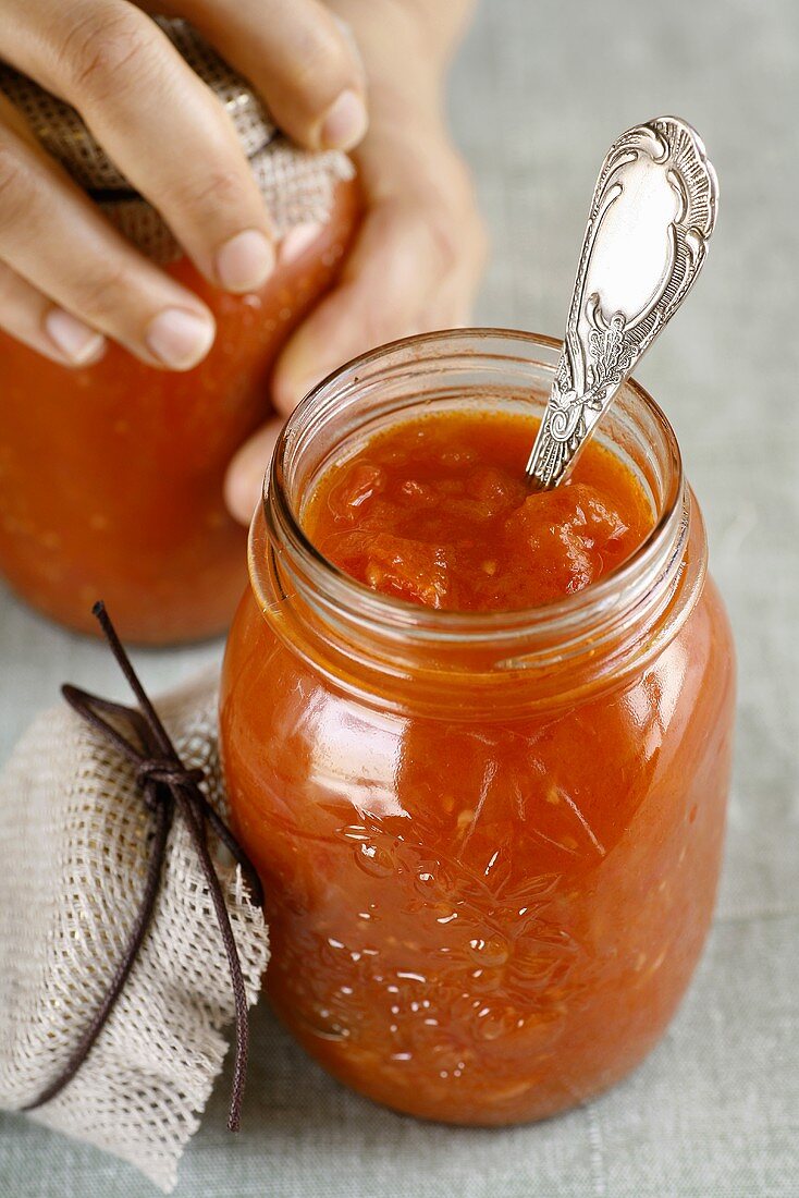 Tomato sauce in jar