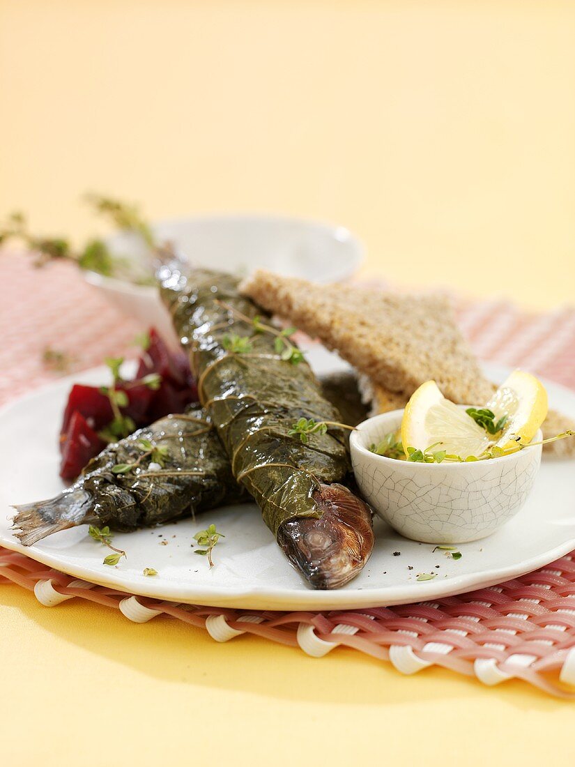 Sardines in vine leaves