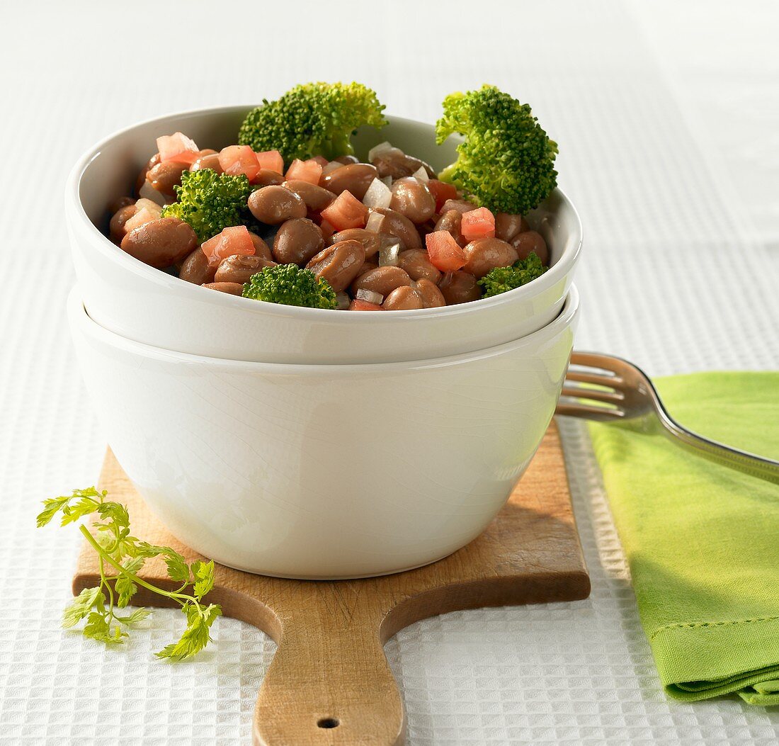 Cooked beans and broccoli