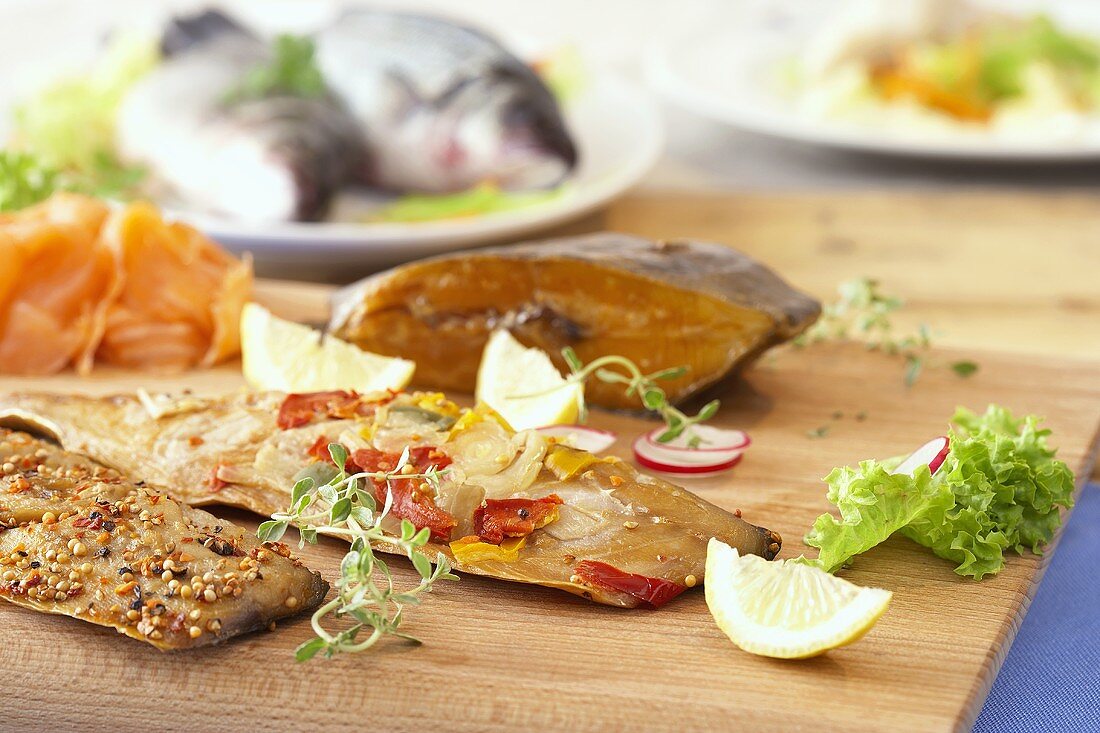 Räucherfischplatte & Zanderfilet auf Gemüsebett