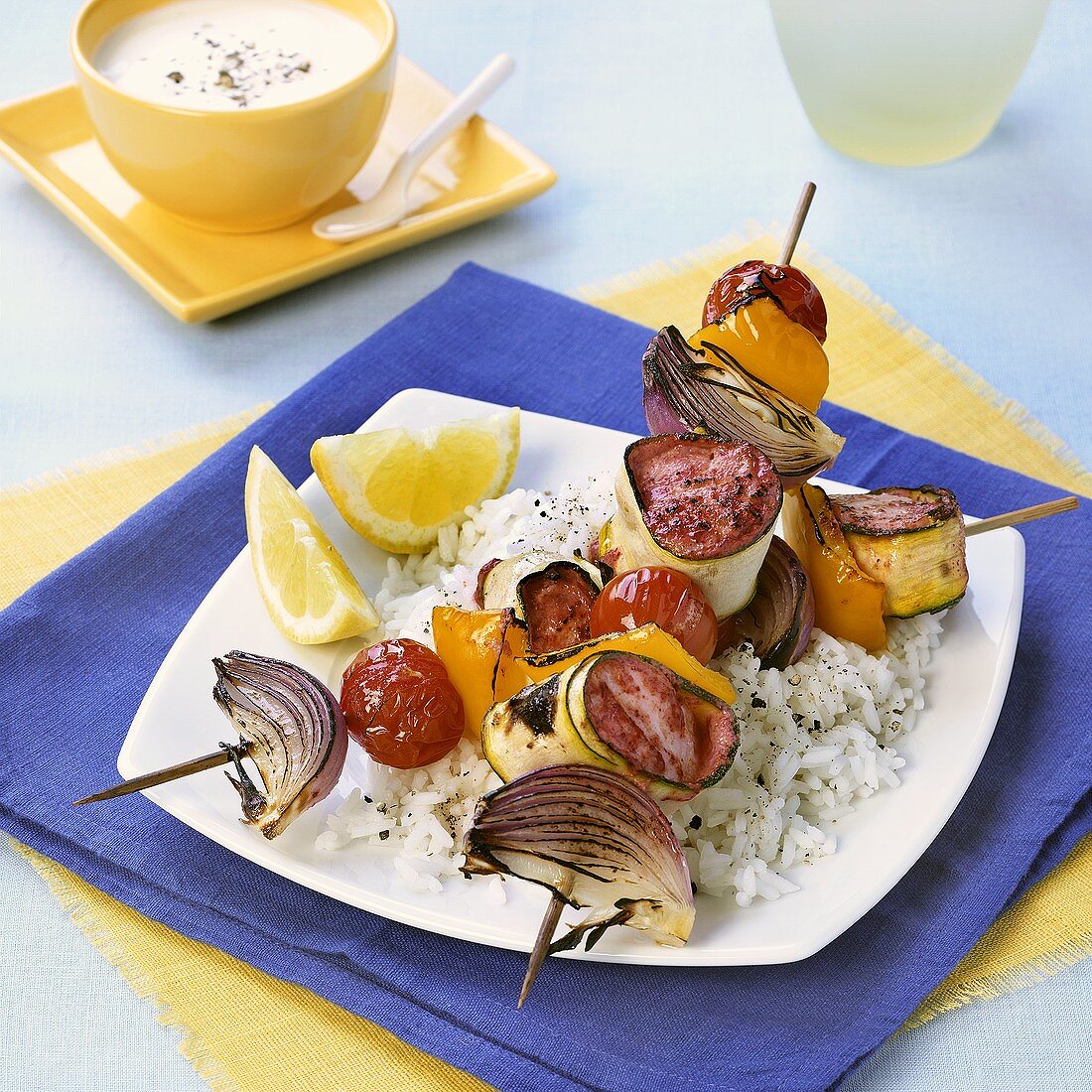 Scallop and vegetable kebabs
