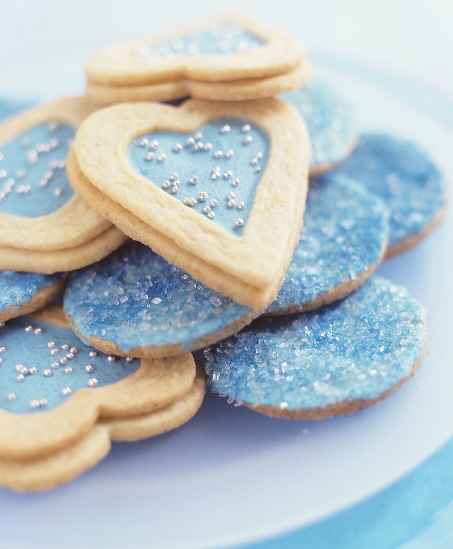 Biscuits with blue sugar and dragees