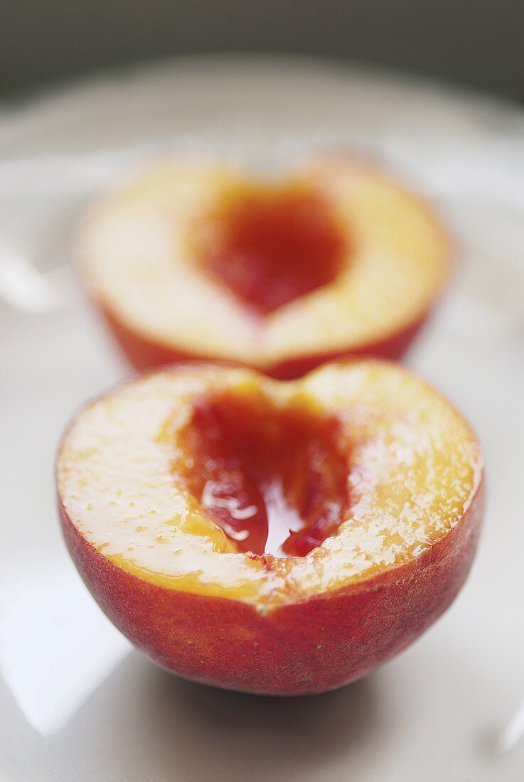 Two peach halves