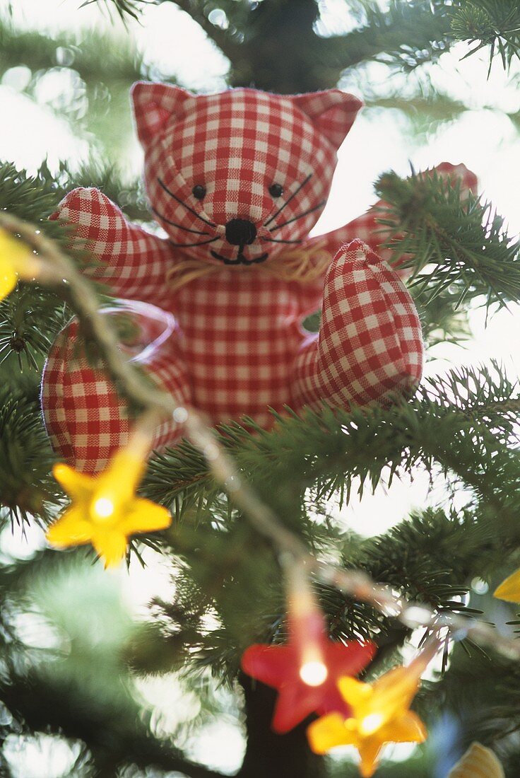 Fabric Teddy in Christmas tree