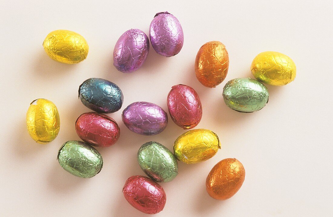 Coloured chocolate eggs