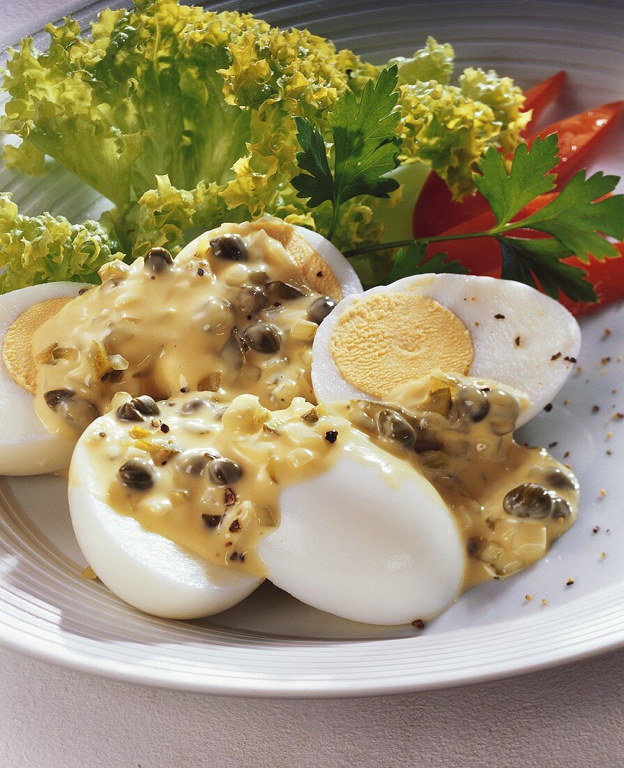 Boiled eggs with remoulade sauce