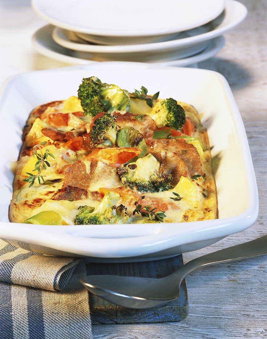 Vegetable bake with raclette cheese