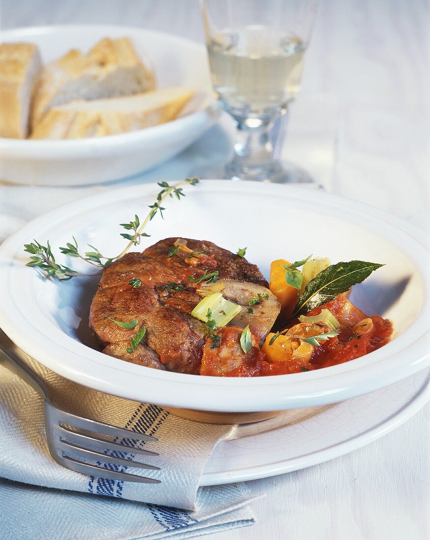 Ossobuco alla milanese (Braised veal shank, Italy)