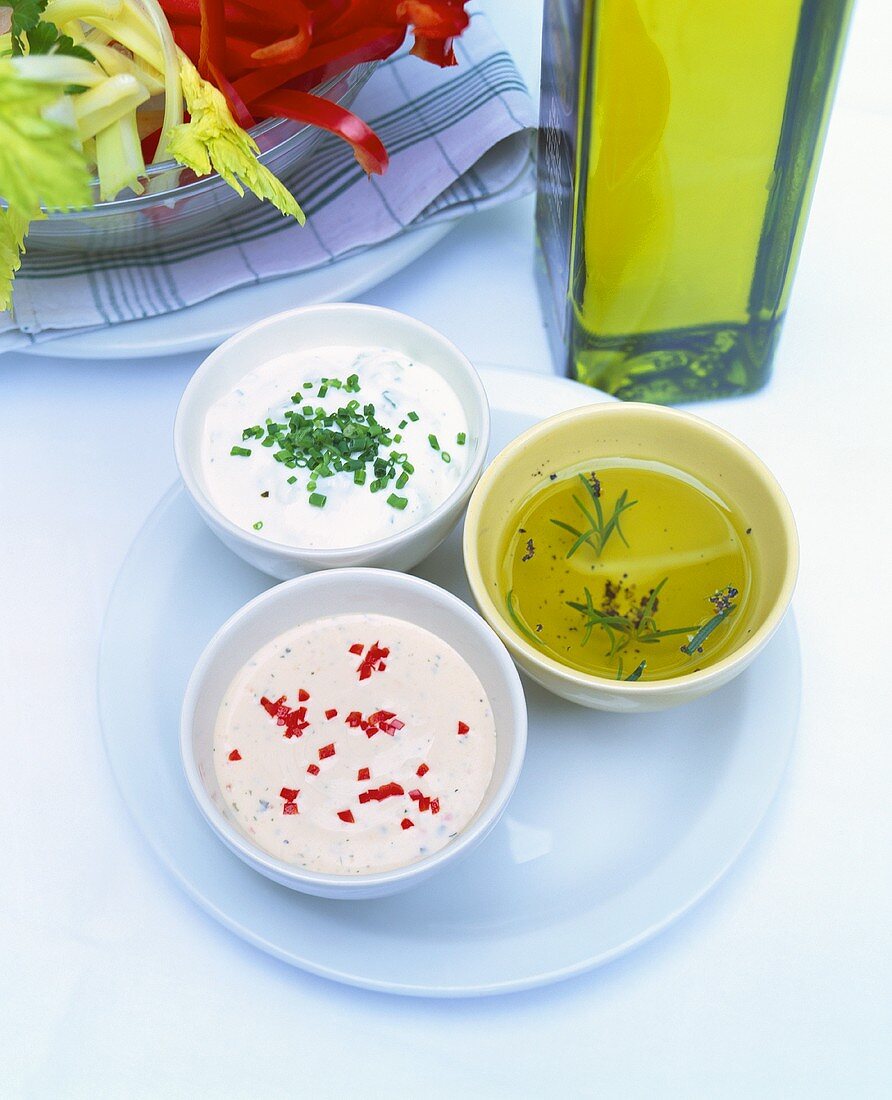 Three dips with crudités