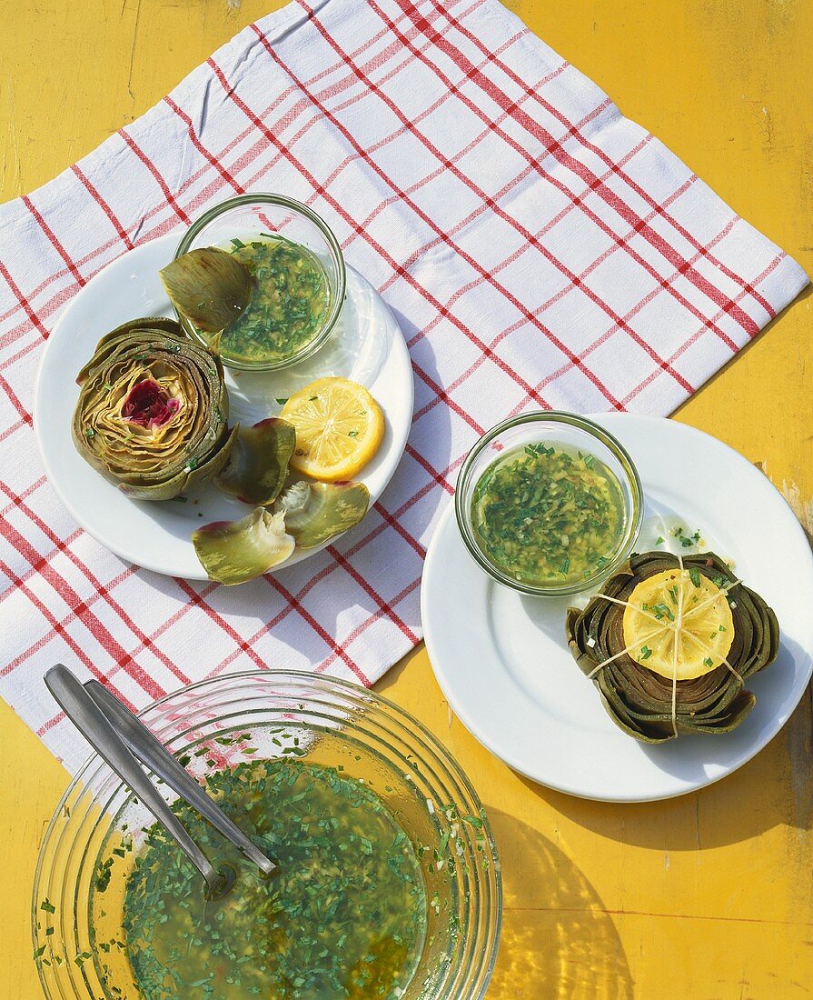 Artichokes with herb vinaigrette