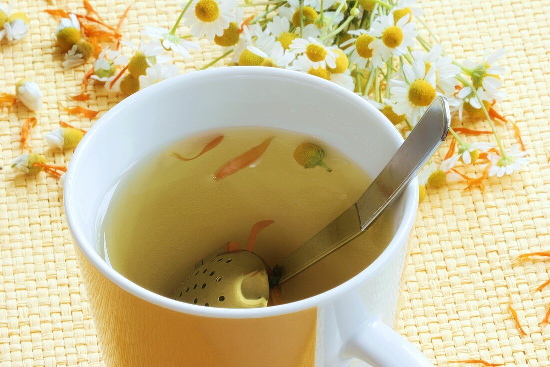 Herb tea made from marigold, chamomile and peppermint