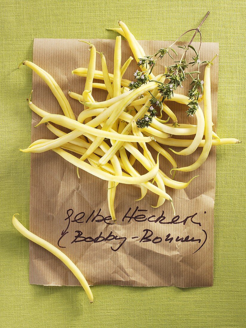 Yellow wax beans and summer savory