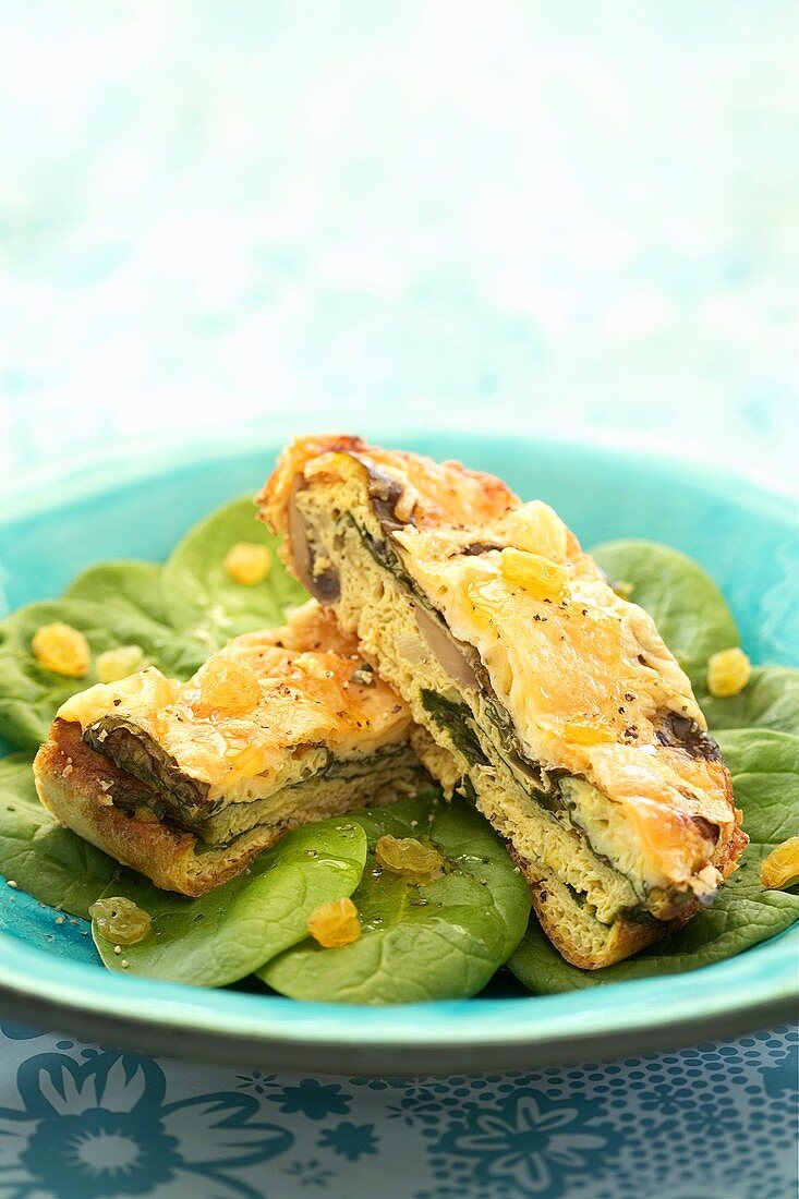 Spinach frittata with mushrooms