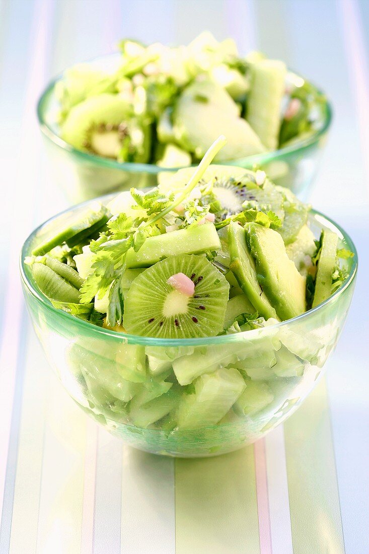 Cucumber, kiwi fruit and avocado salad