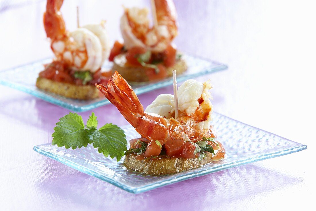 Potato and shrimp appetisers