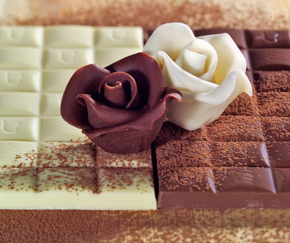Chocolate bars and chocolate roses