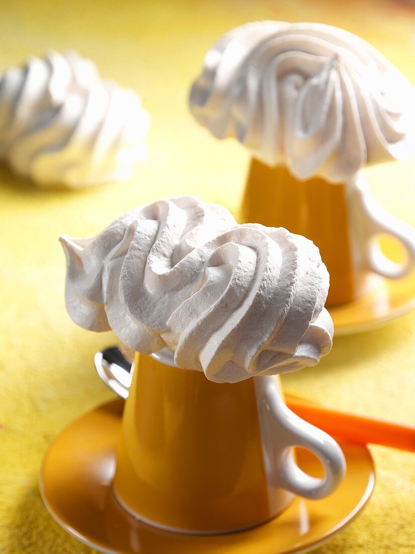 Meringues on upturned cups