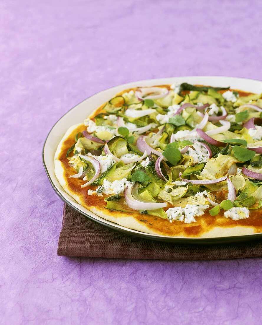 Vegetarian pizza with ricotta and oregano