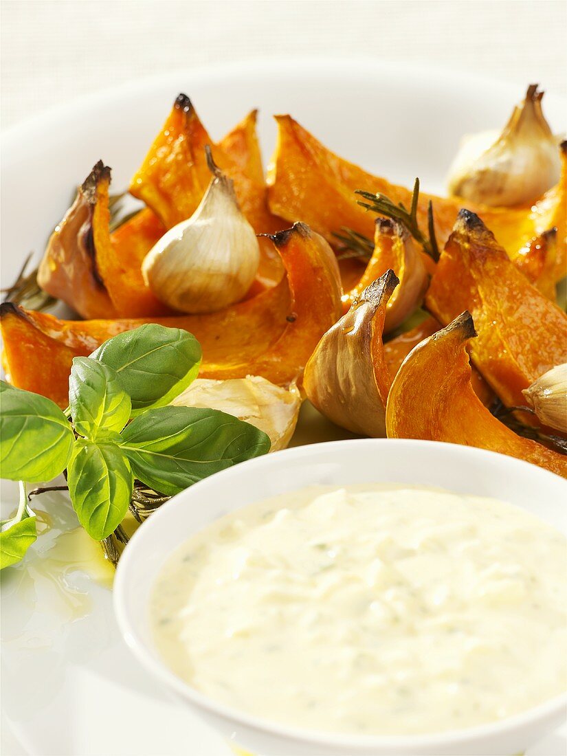 Grilled pumpkin wedges with dip