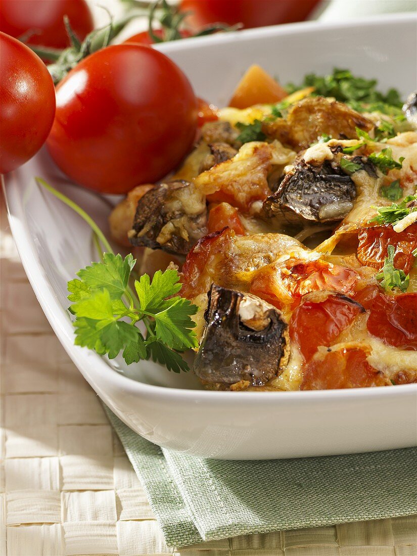 Tomato and mushroom bake