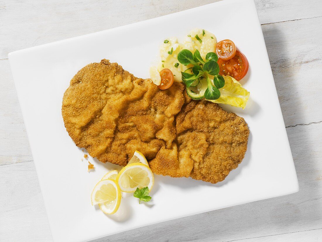 Wiener Schnitzel (breaded veal escalope) with potato salad