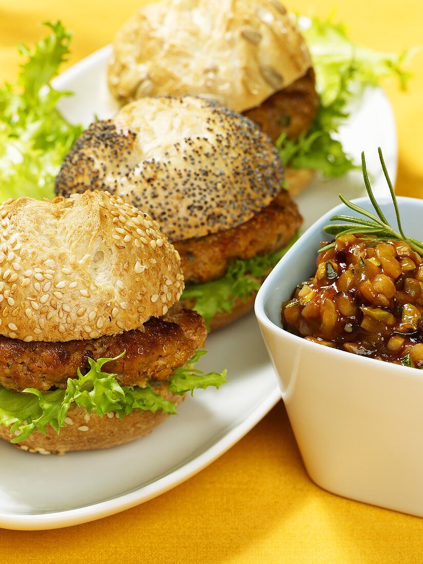 Three mini-burgers